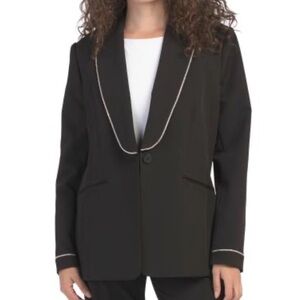 NWT Ellie Tahari Lexy Women's Black Blazer with Jewel Embellished Trim
